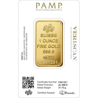 1 oz Gold Bar | PAMP Fortuna