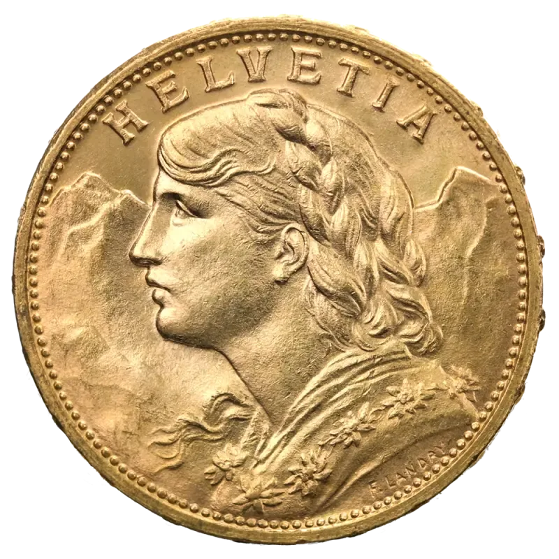 20 Swiss Francs, Vreneli, Gold