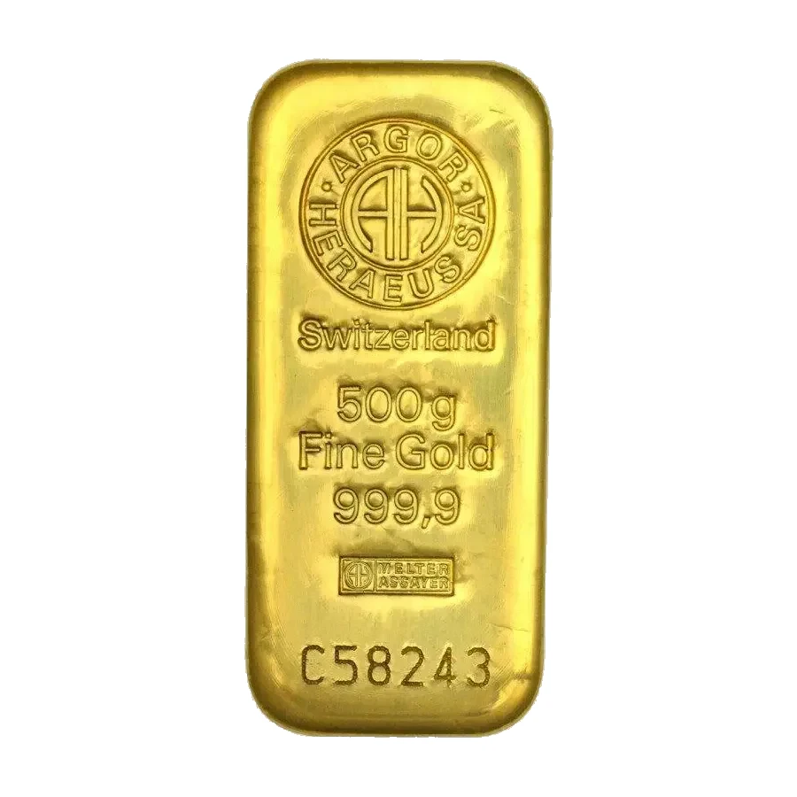 500g Gold Bar | Argor Heraeus | Casted