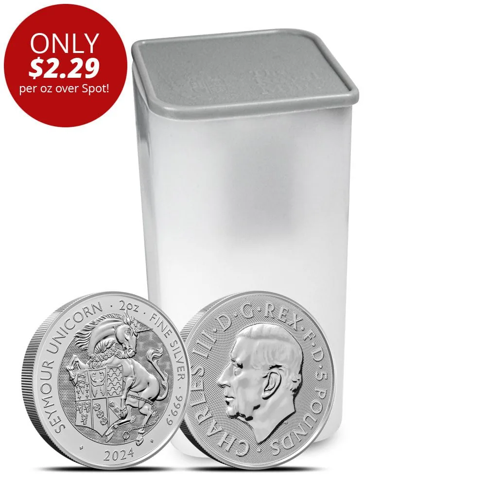 2 oz British Silver Tudor Beasts Seymour Unicorn Tube | 2024